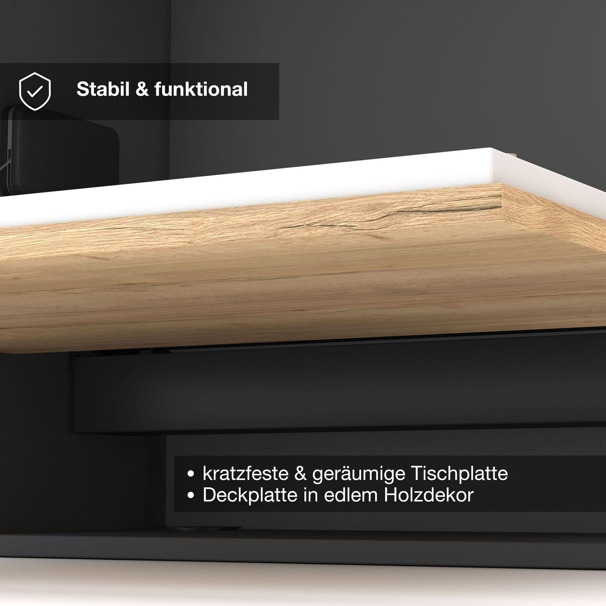 ASSMANN Sekretär Cubas Premium 74x80cm 123x80x36cm Weiß, TÜV-Zertifiziert, einfache Montage für Homeoffice