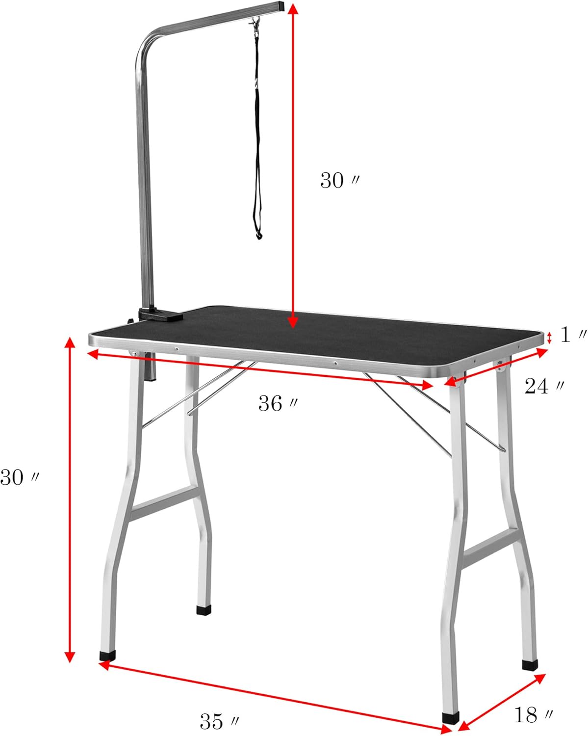 Pet Dog Rabbit Cat Drying Grooming Table Sturdy Anti-Slip Foldable and Durable with Adjustable Arm and Clampe (36")