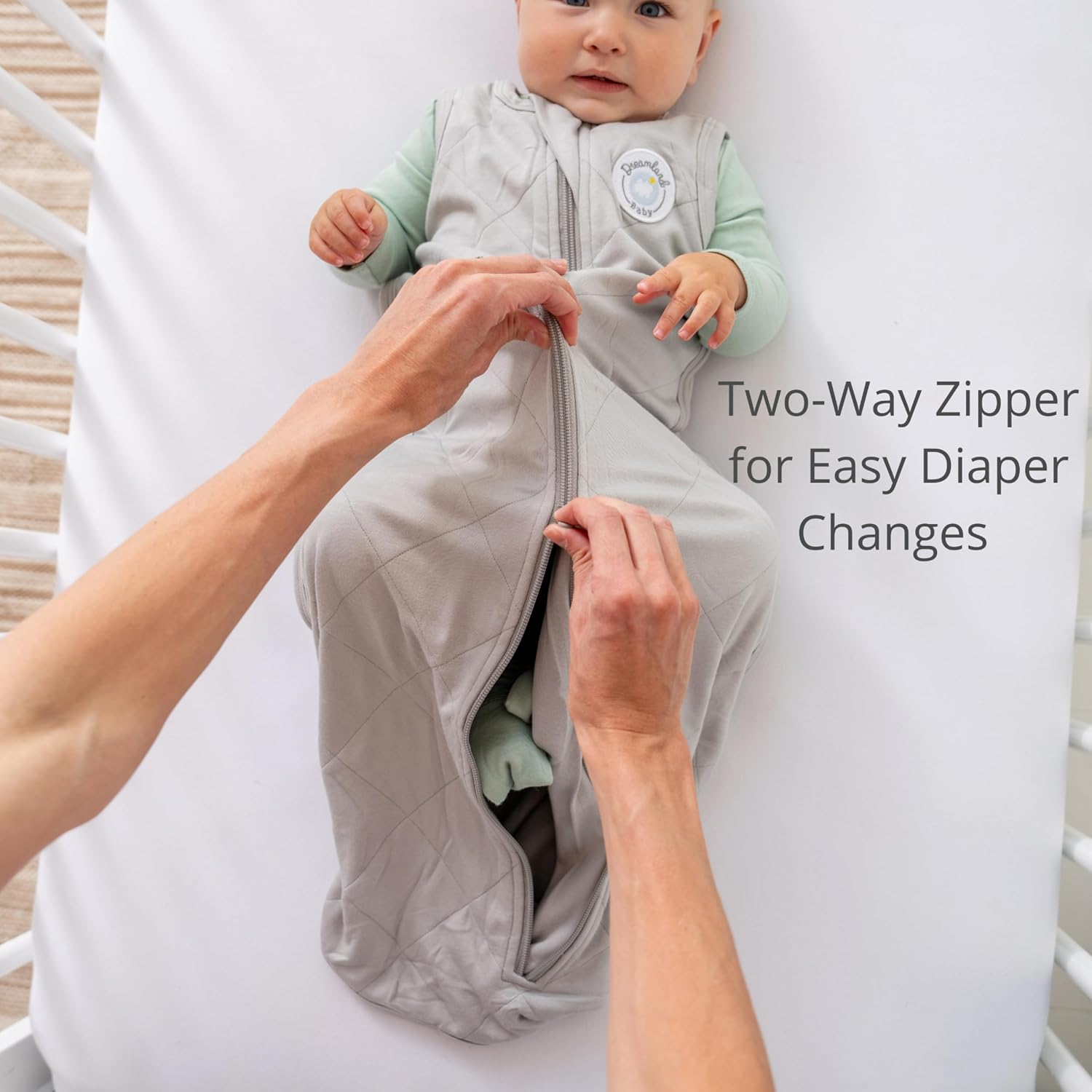 Dreamland Baby Lightweight Bamboo Viscose Sleep Sack (0-6 Months). 1.0 TOG Ultra Soft Blanket w/ 2-Way Zipper. 97% Viscose, 3% Spandex (Ocean)