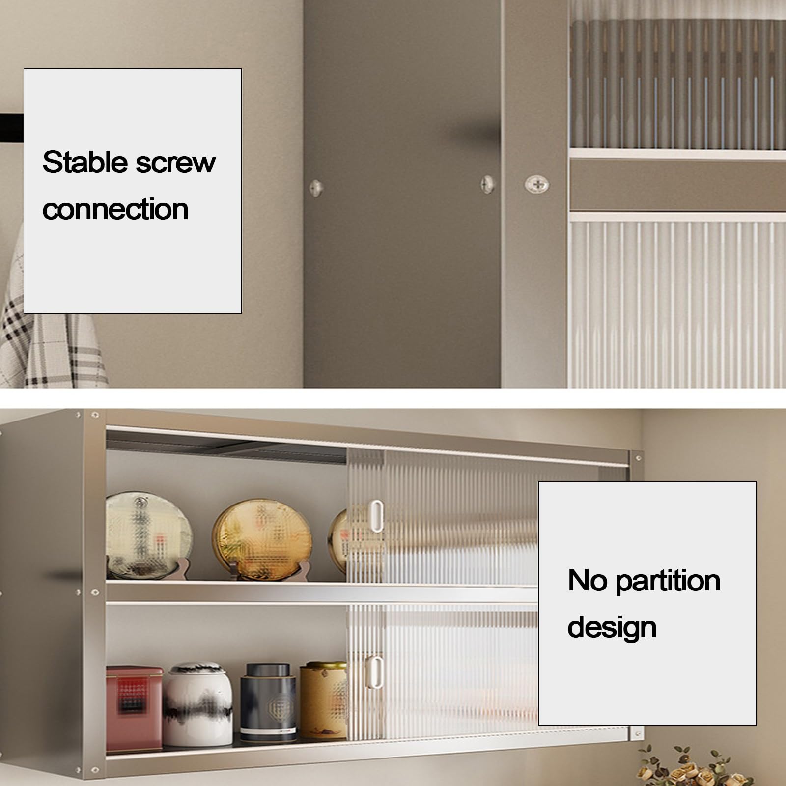 Meuble Haut de Cuisine Matériaux Acier Inoxydable et Acrylique Meuble Suspendu Salle de Bain avec Portes Coulissantes for Les Garages, Les Caves et Les Entrepôts Charge Maximale 25 Kg(100*30*70cm)