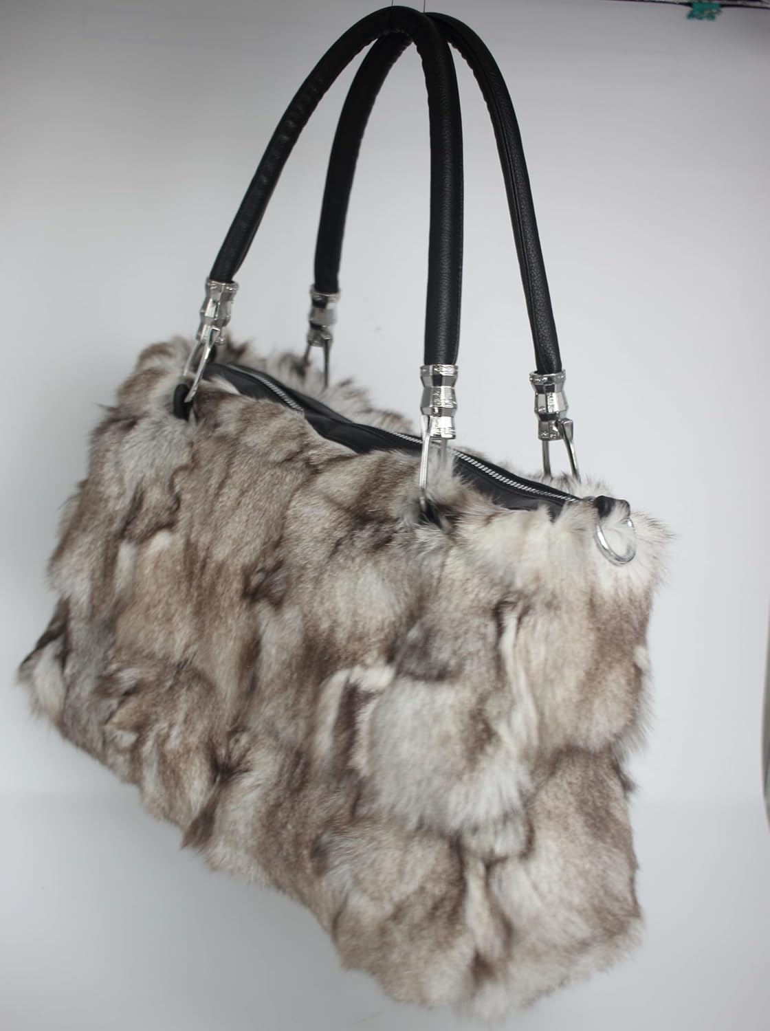 Fosrion Women's Large Genuine Fox Fur Handbag – Spacious, Luxurious Design with Nylon Lining - Image 6