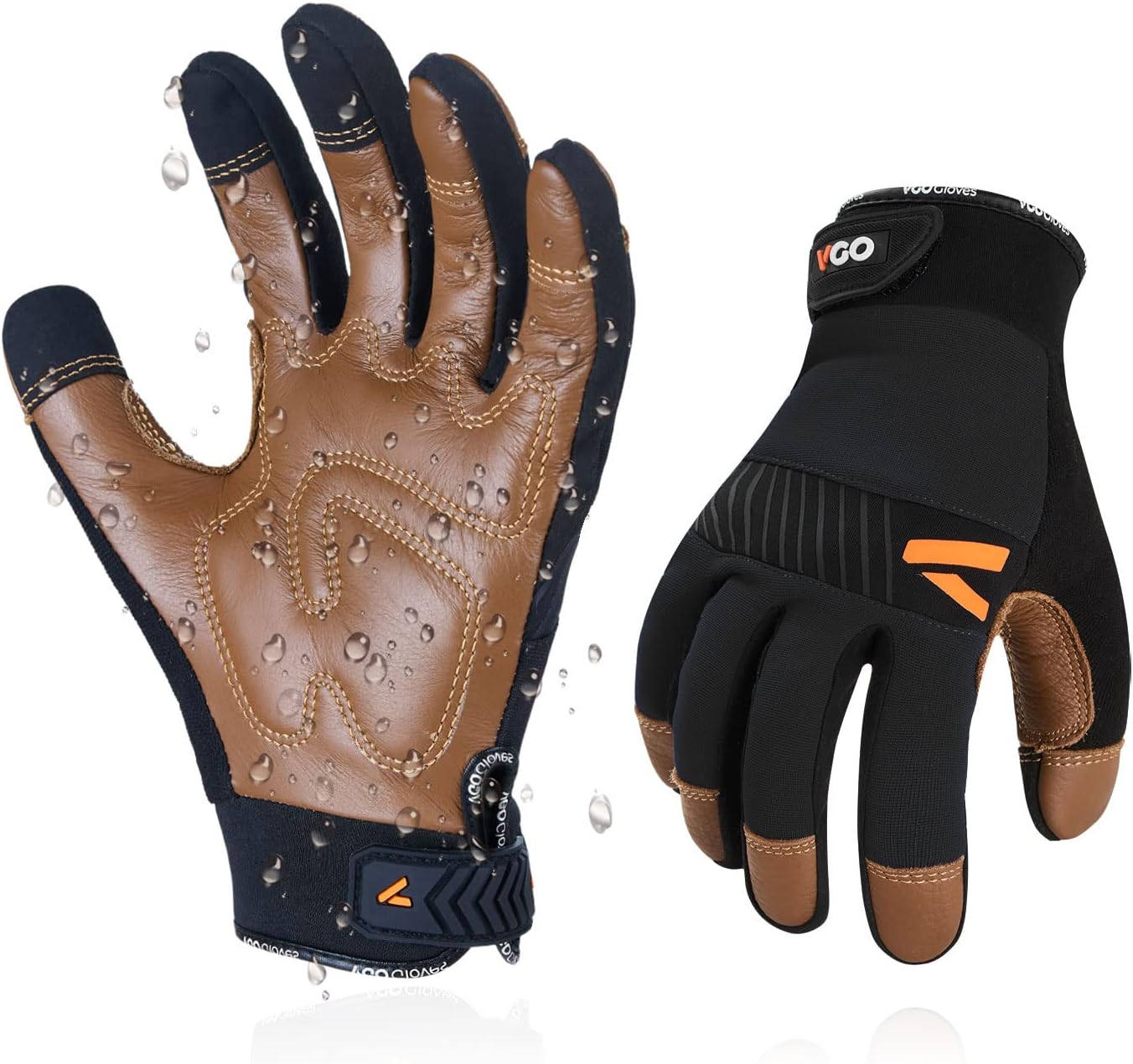 Vgo... 1-Pair Safety Work Gloves for Men,Anti-Vibration,Abrasion Resistant,Leather Work Gloves