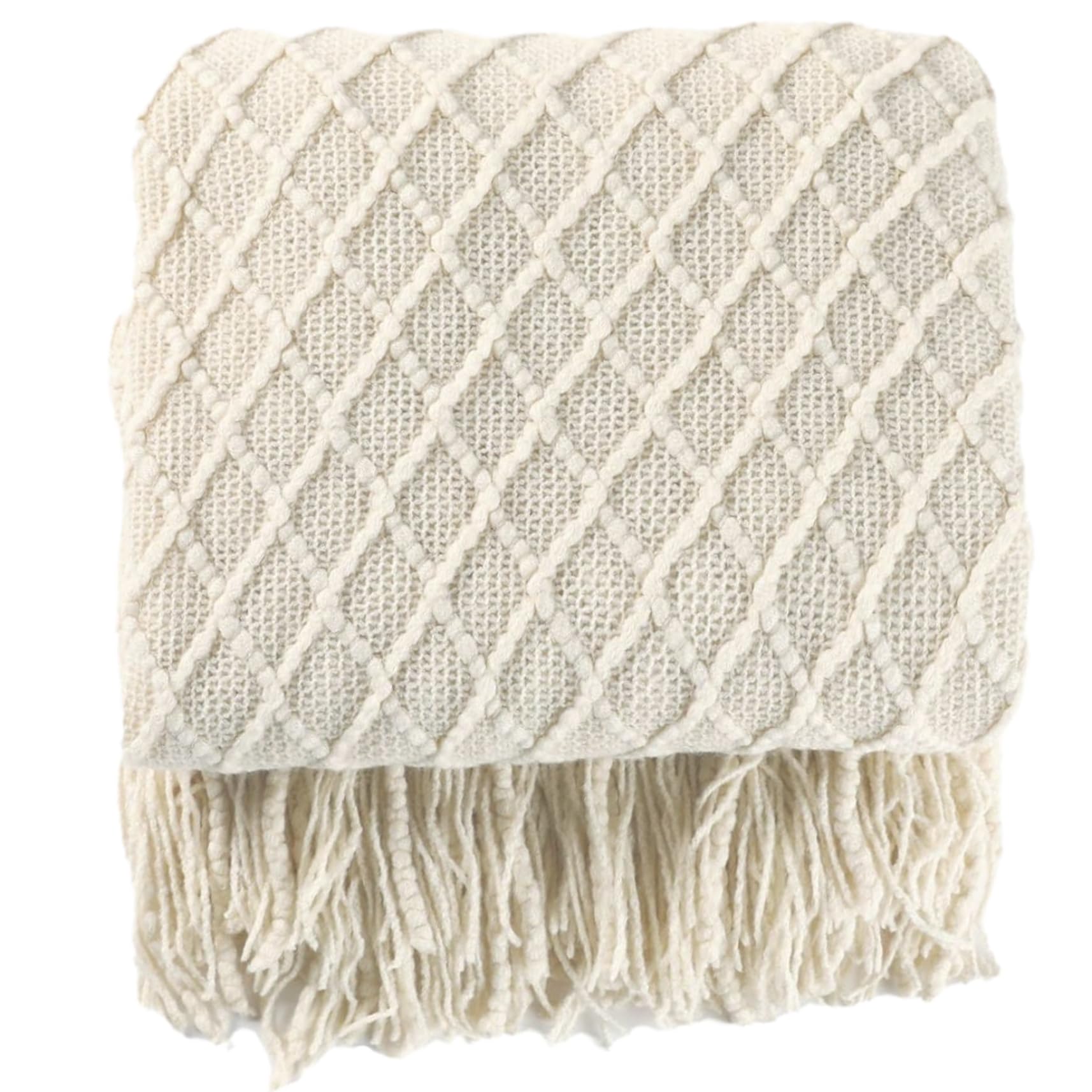 Manta de cama blanca en fibra acrílica de 65x230 cm para decoración de sofás