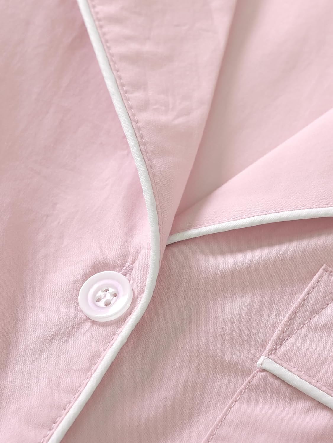 Latuza Women's Petite Cotton Poplin Pajamas Set Petite Size Pants - Image 5