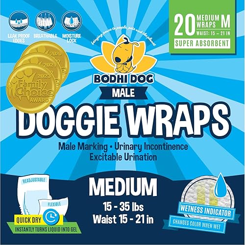 Bodhi Dog Pañales desechables para perros machos  Ajuste súper absorbente a prueba de fugas  Envolturas ajustables de primera calidad para orina de