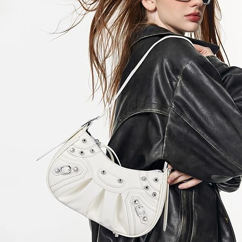 Miniatura 5 de IwIeIaIrI Bolsos de hombro para mujer, estilo punk, bolso cruzado retro de cuero con monedero