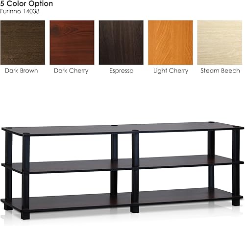 Miniatura 5 de Furinno Turn-S-Tube No Tools 3-Tier Entertainment TV Stands, Dark Cherry and Black Cereza oscuro/ Negro,Marrón oscuro/Negro,Espresso / negro,Ámbar