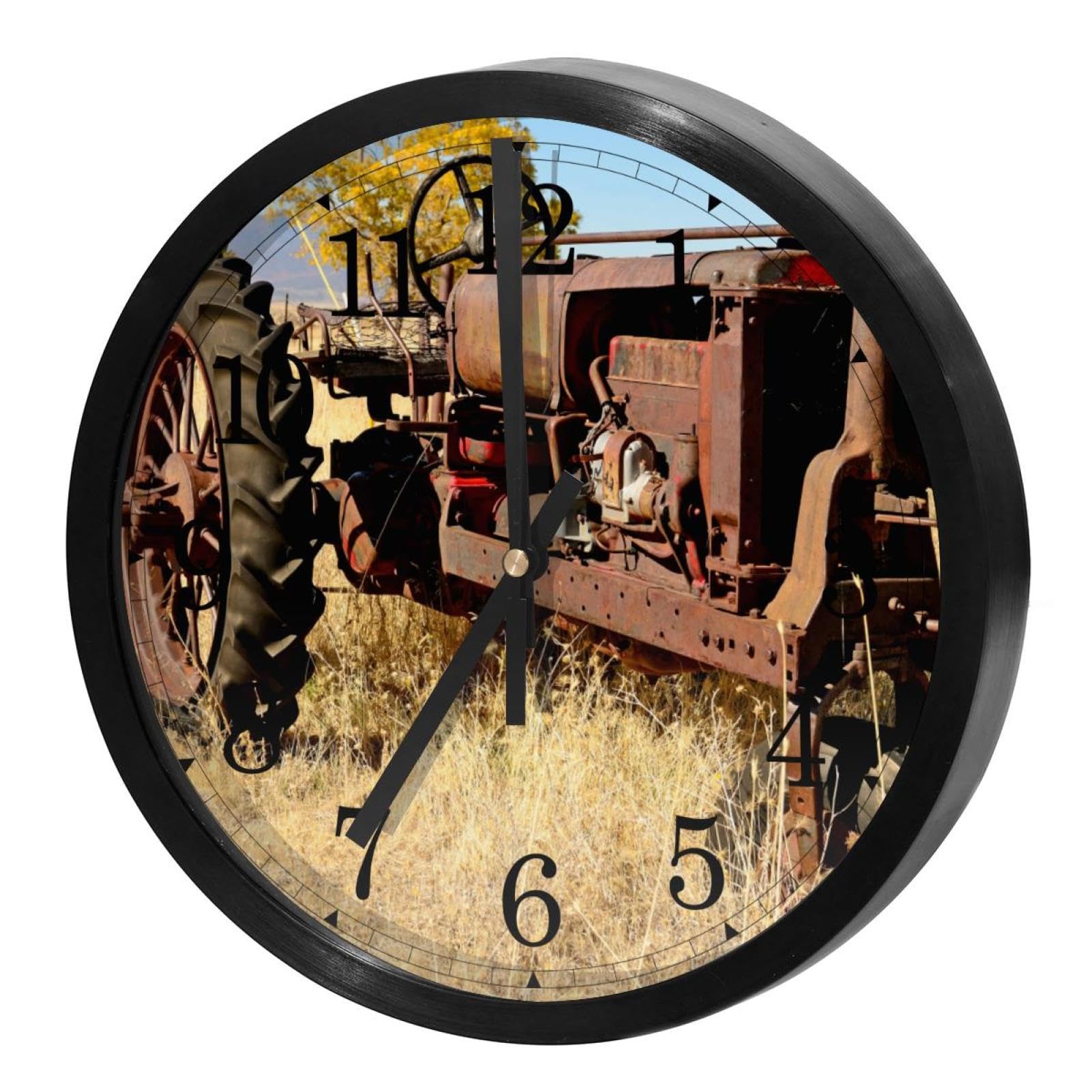 Horloge murale silencieuse à quartz sans tic-tac à piles motif tracteur vintage