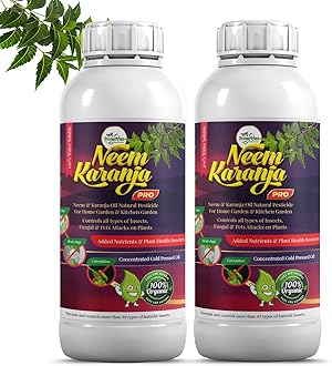 Neem Oil & Karanja Oil PRO Mix (250ml - Pack 2) 100% Water Soluble for Plants Insects Spray Pesticide Home Garden Organic pest Control, for Insecticide Spray, Organic (250ml - Pack 2)