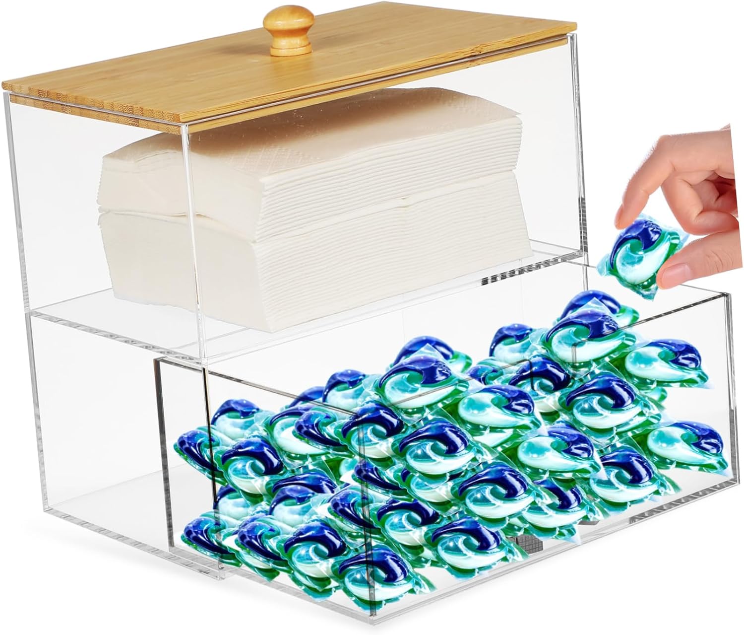 MAGICLULU Organize Laundry Bead Dispenser Box Lid Laundry Pod Container Storage Boxes for Organizing