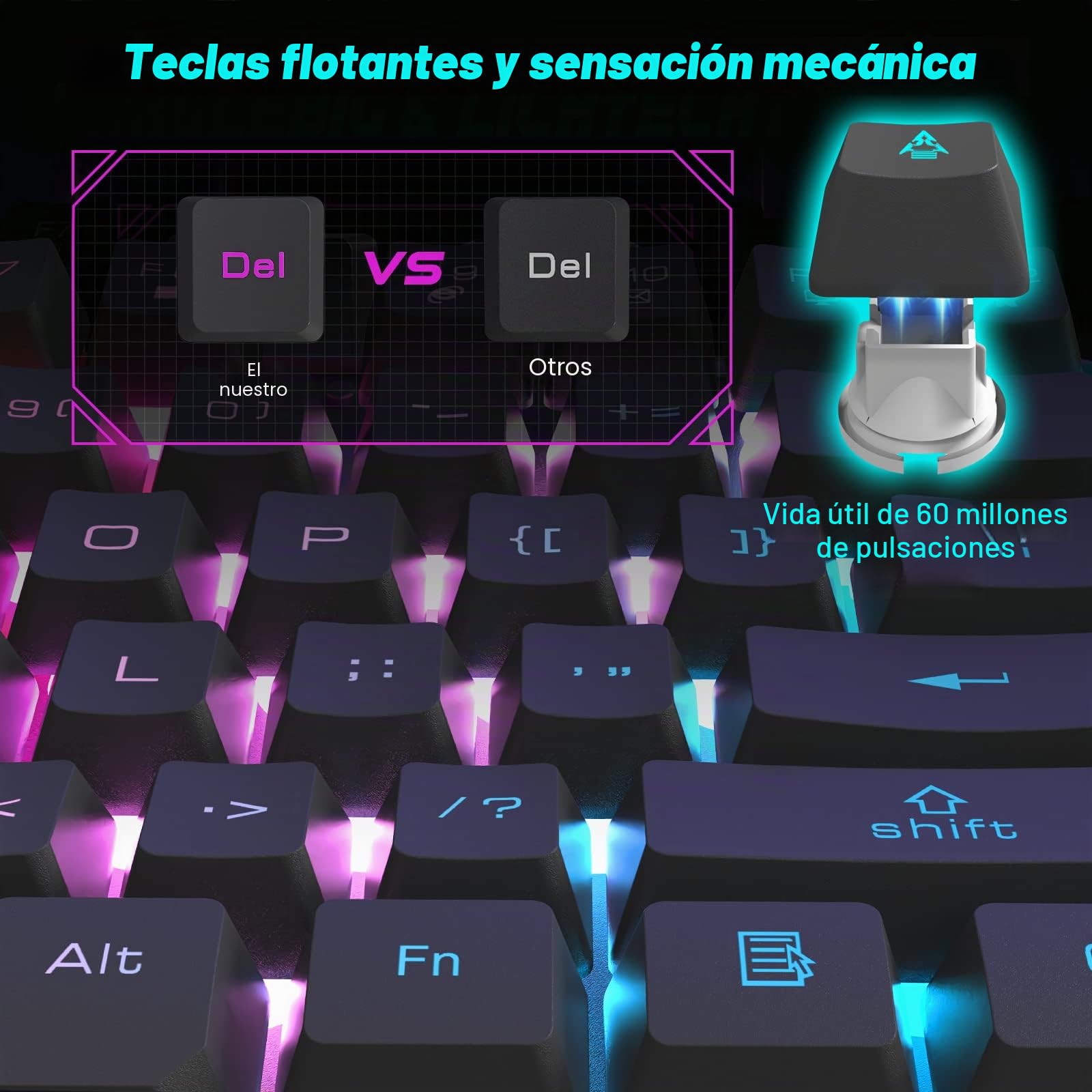 Juego de teclado y mouse para juegos con cable 12 modos de iluminación RGB 104 teclas Teclado iluminado anti-ghosting completo 2400 DPI 6 botones Ratón óptico USB para juegos Compatible con PS4 Negro