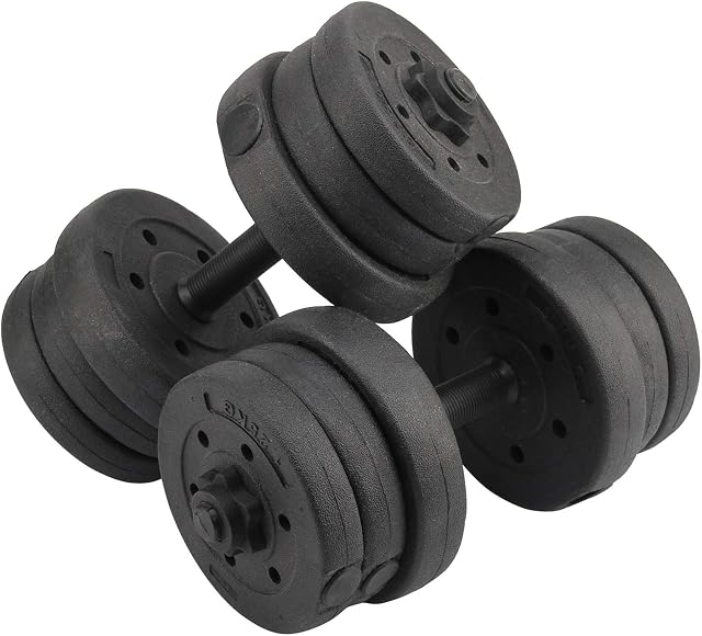 Youyijia 20kg Dumbbells Set Adjustable Dumbbells Free Weights Body Building Set Fitness Weight Lifting Training with Gloves for Home Gym
