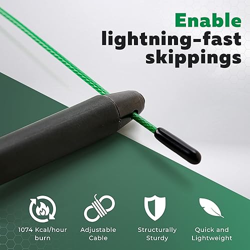 Miniatura 4 de PICSIL Sphinx - Cuerda giratoria de 360 con sistema de doble rodamiento, cuerda de saltar rápida y ligera hecha de plástico ABS, cuerdas de saltar