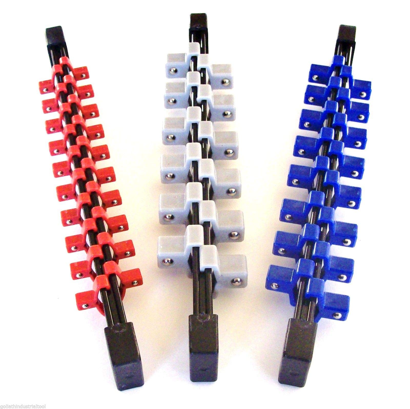 3PC ABS DOUBLE SIDED SOCKET RAIL HOLDER ORGANIZER 1/4