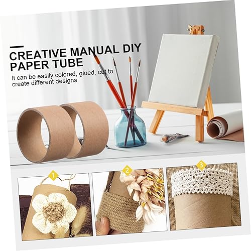 Miniatura 4 de VILLCASE Rollo de papel blanco con núcleo de papel marrón, manualidades educativas, tubos redondos de cartón, rollo de papel de cartón, tubos de
