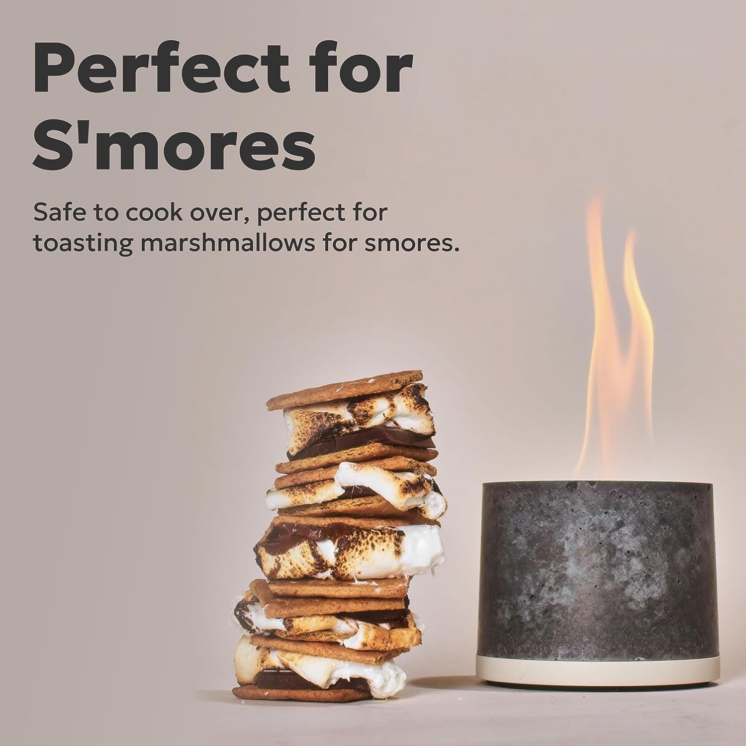 FLIKR Fire Mini Personal Concrete Fireplace â€“ Tabletop Smokeless Fire Pit with Fire Pit Snuffer Lid Safe for Indoor & Outdoor Use, Fueled with Isopropyl Alcohol (3.5-inch)