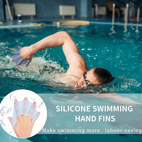 Miniatura 4 de 2 pares de guantes de natación de silicona aletas de natación aletas de engranaje palmeadas a mano palmera dedo rana tipo palmeada entrenamiento