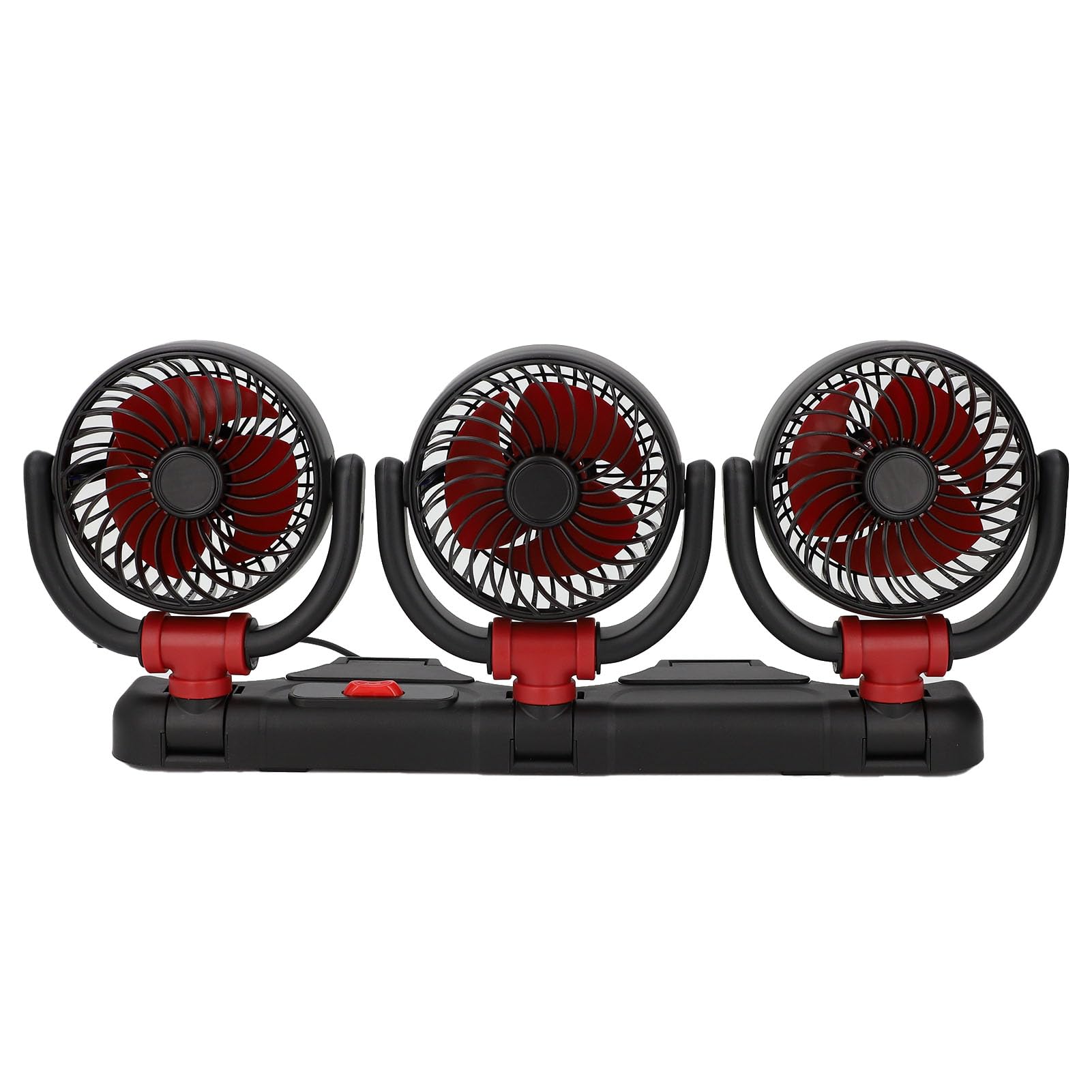Ventola di Raffreddamento a 3 Teste Ventilatore Elettrico per Auto Portatile 12V PVC Triplo Flusso d'aria con Supporto per Telefono Supporto a Ventosa per Camion SUV RV Van Boat Drivers (24V)