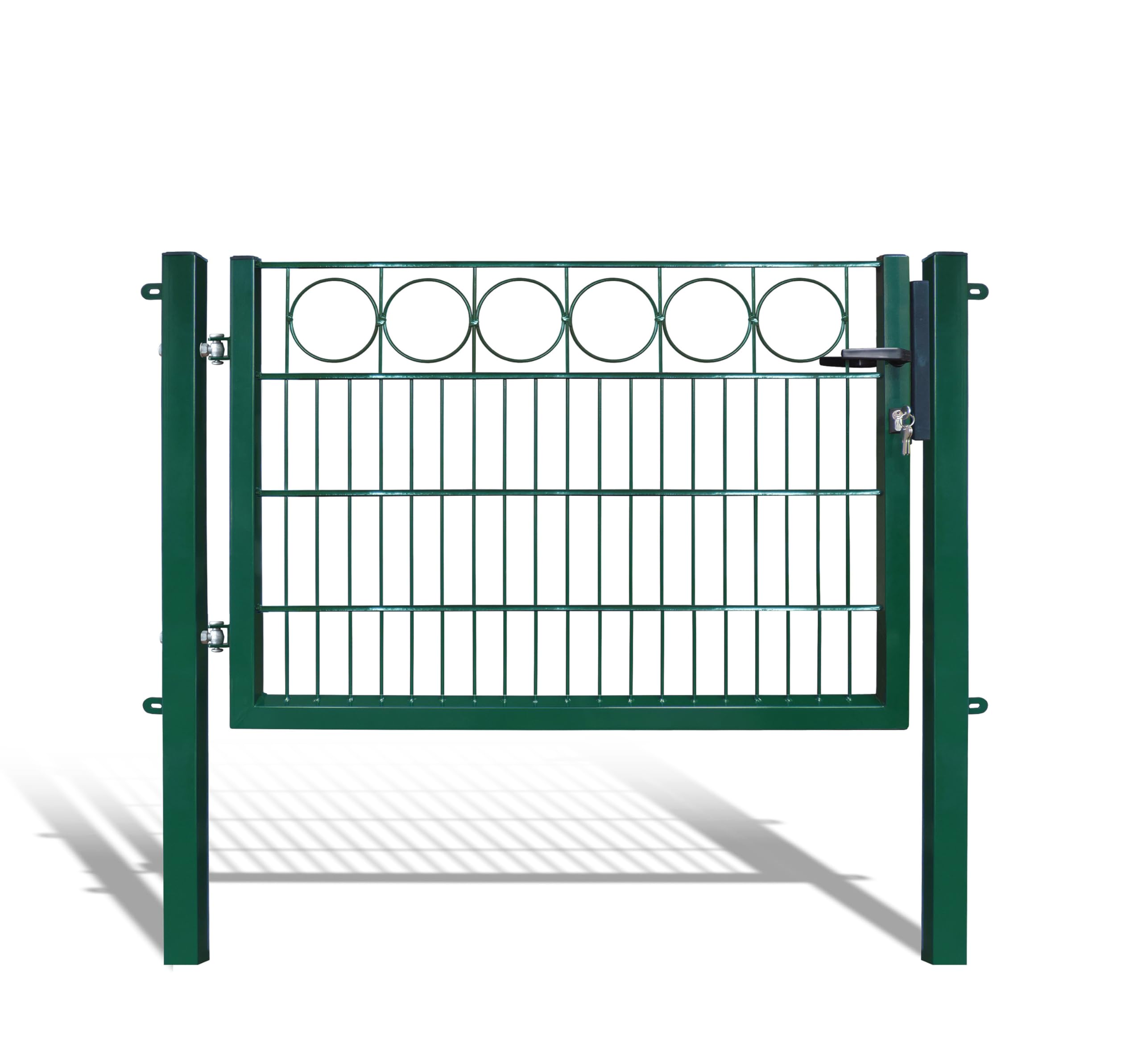 Schmuckzauntore für Stabmattenzaun - Farbe und Höhe wählbar - inkl. Pfosten und Befestigungsmaterial (Ring, H 80 x B 120 cm, grün)