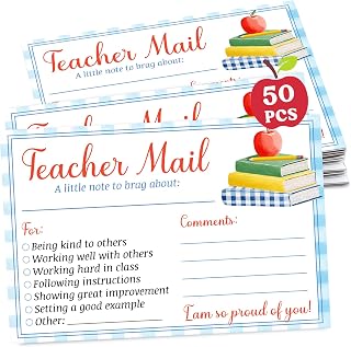 Teacher Mail Incentive Postcard Note to Parents, Blue Plaid Teacher Cards for Preschool, Elementary Classroom Must Have
