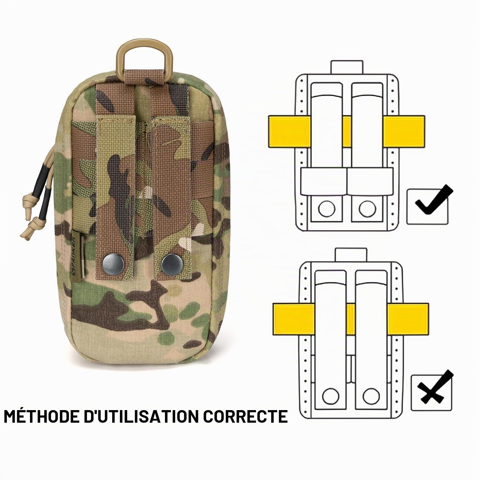 EXCELLENT ELITE SPANKER Sac de premiers secours Molle Petite pochette tactique IFAK Pochette médicale pour garrot Pochette de survie militaire（MC）