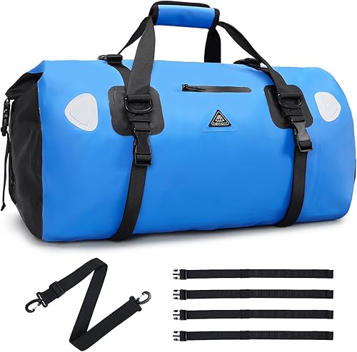 Miniatura 12 de Haimont Bolsa de lona impermeable con correas de fijación rápida para motociclismo, rafting, canotaje, SUP, kayak, viajes, 50L/70L