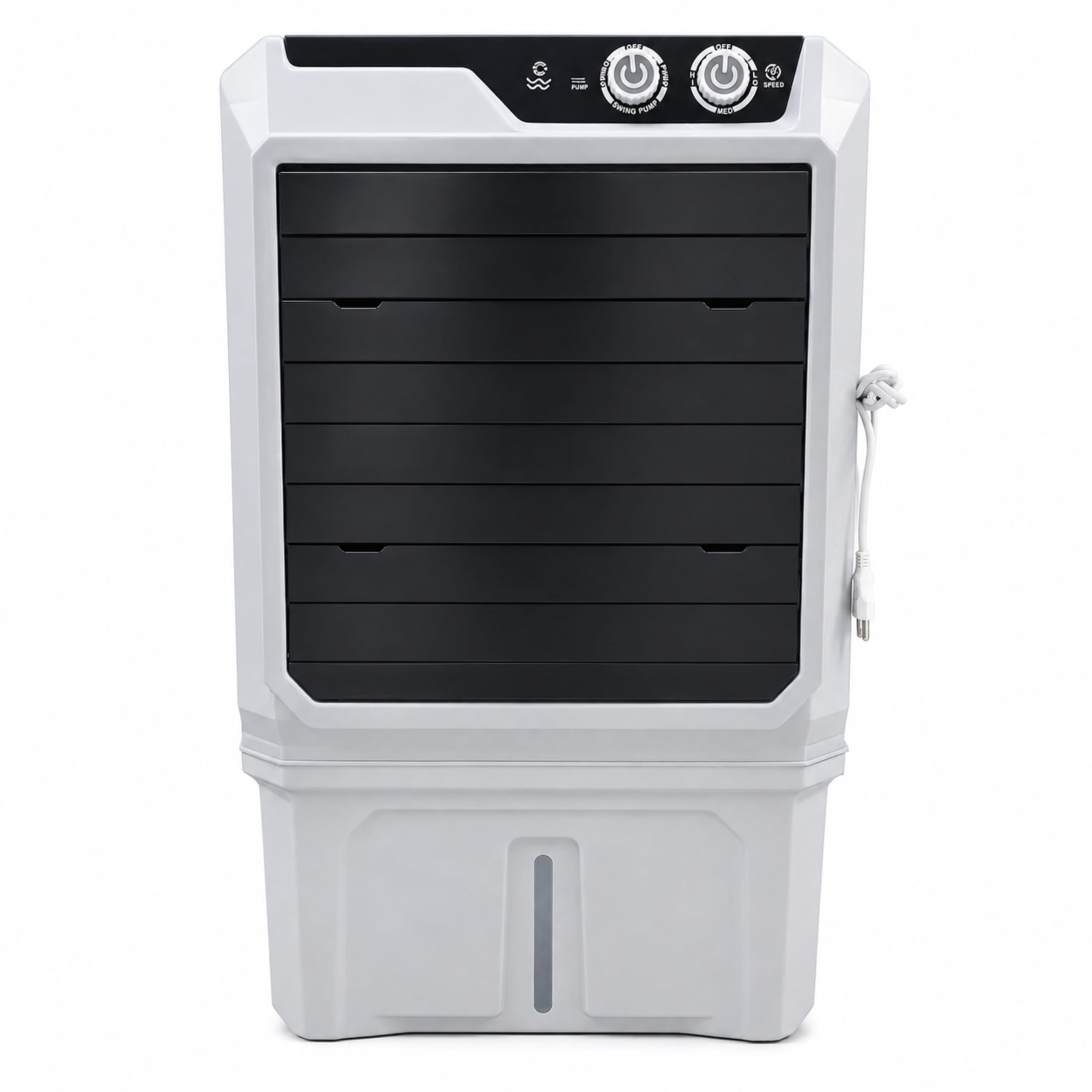 Portable Desert Air Cooler 25-30L with Inbuilt Ice Chamber, 5 Blade High Airflow Fan, Powerful Cooling, Adjustable Speed Control, Swing Function, Lightweight 6.7kg Home Office Cooler, Grey-image-13