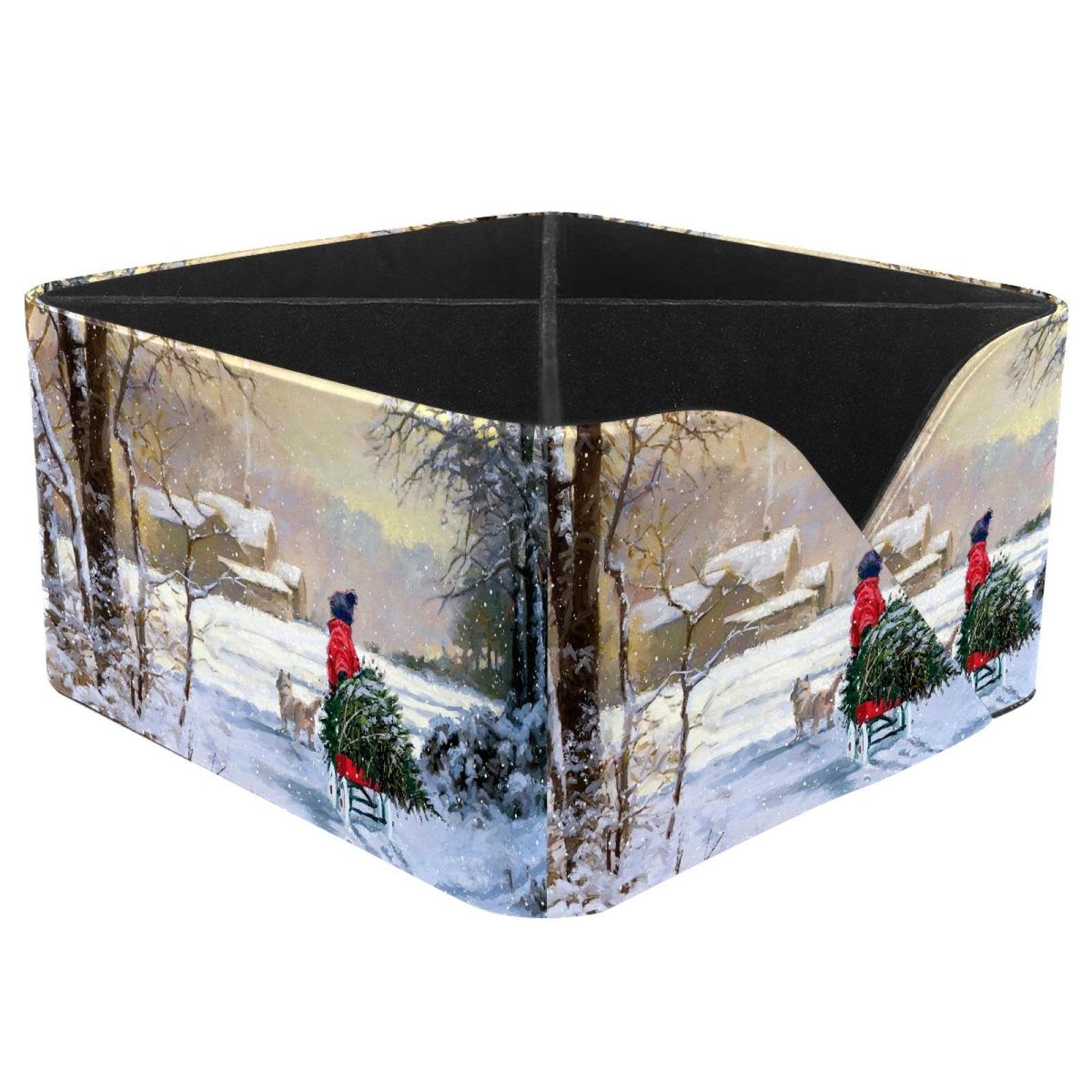 KengjuTesu Winter Snow Desktop Organizer Pen Holder, Rectangular Pencil Cup for Office, Study and Makeup Stations