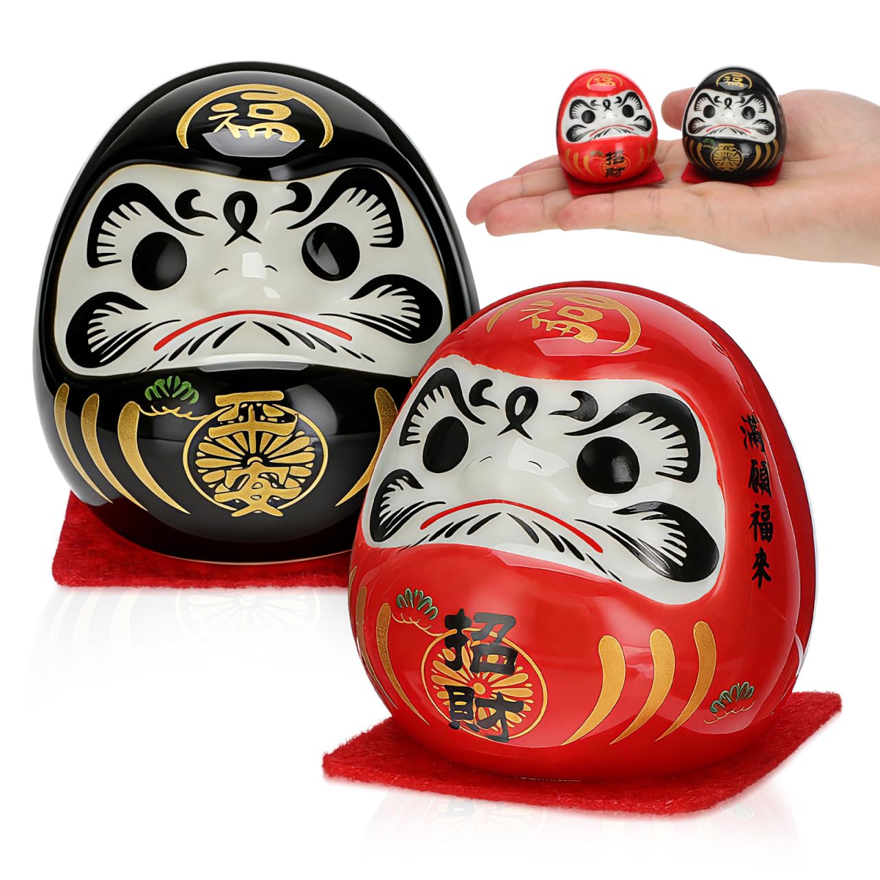 Amazon.com: Zerodeko 2 Pieces Japanese Zen Ceramic Daruma Dolls