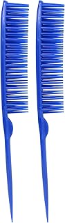 Allegro Combs 60 Parting Three Row Combs Salon Hairstylist Hairdresser Detangle Combs For Natural Hair And Wigs For Curly Hair Made In The Usa 2 Pcs. (Royal Blue)