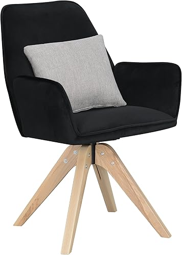 Miniatura 4 de Convenience Concepts Take a Seat Miranda - Silla giratoria de terciopelo azulmadera natural