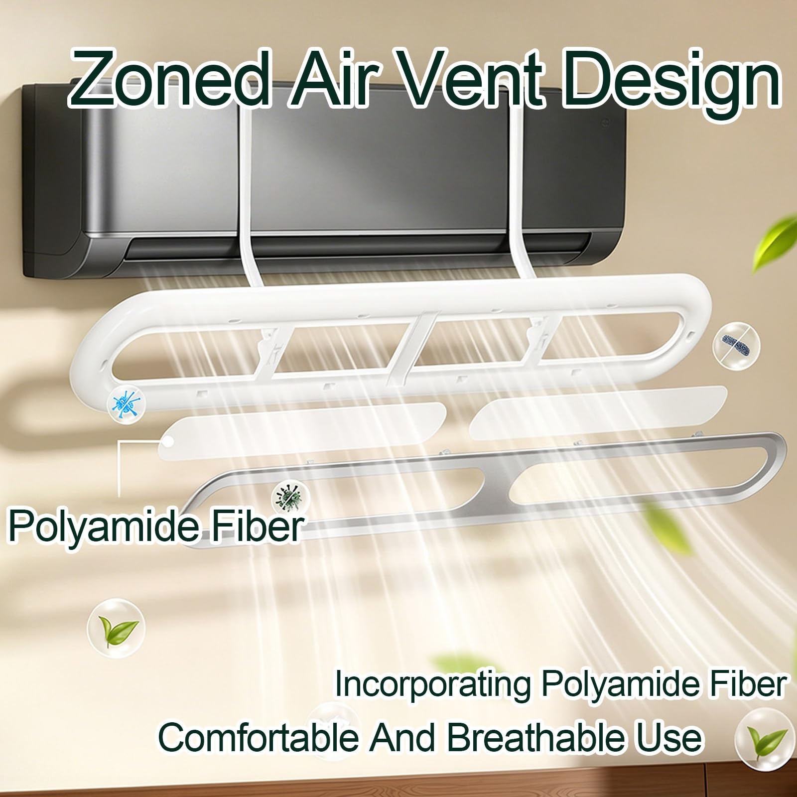 Deflettore Climatizzatore 89,8x16cm, Regolabile a 180°, barriera condizionatore Installazione Senza Fori per Casa e Ufficio