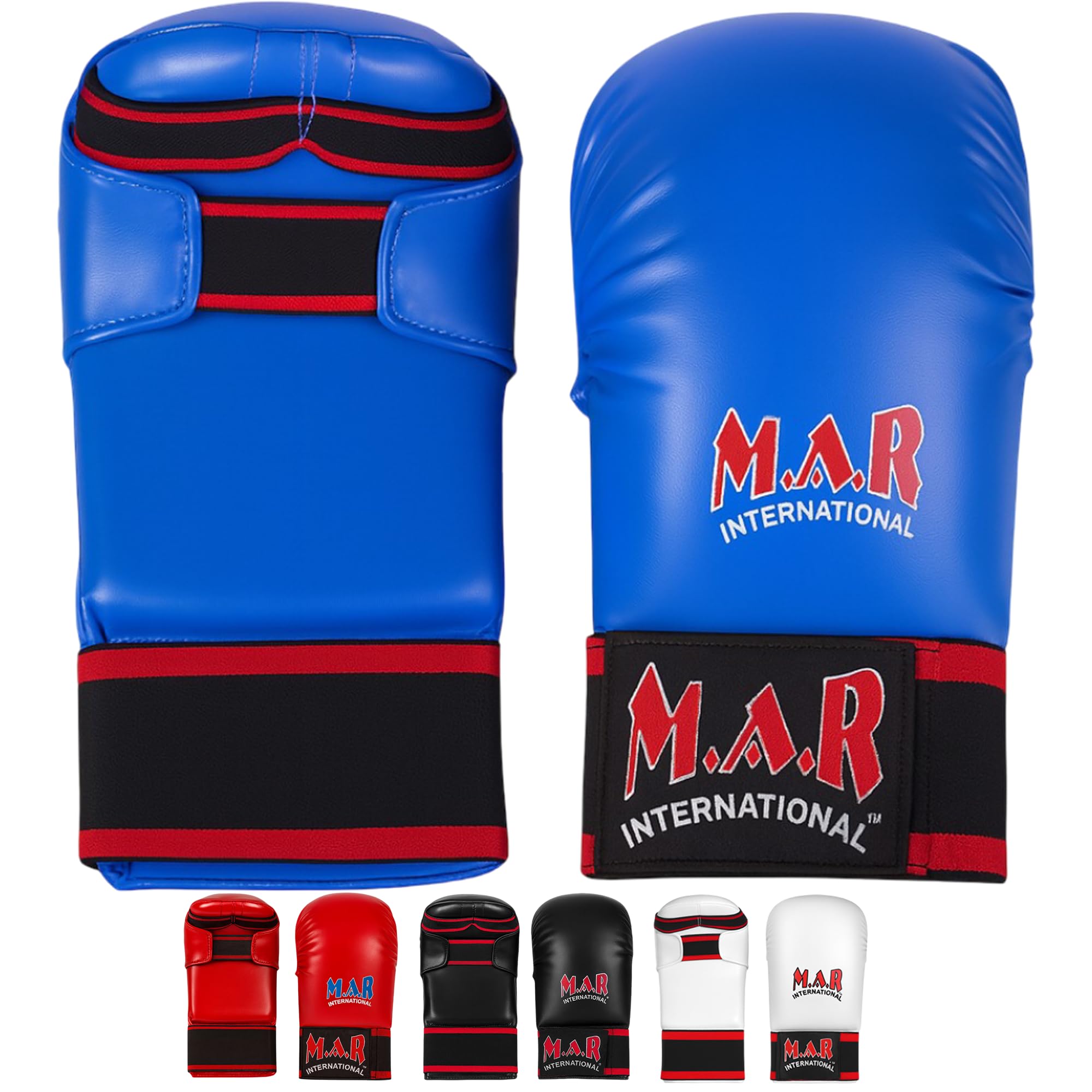 MAR | Blue Karate Mitts with Flexible Wrists, Karate Gloves for Martial Arts Fighting, Sparring & Training Gloves, MMA Gloves, Foam Padding Semi-Contact Gloves, Mixed Martial Arts Gloves (Medium) โ image 1