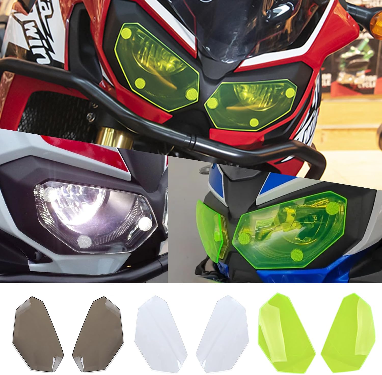 Motorcycle Headlight Lens Screen Cover Plastic Headlamp Fairing Guard Fits for Ho-nda CRF1000L CRF 1000 L CRF-1000-L Africa Twin 2016 2017 2018 2019 Head Light Shield Protector (Clear)