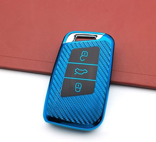 Miniatura 5 de M.JVisun Cubierta de llavero de coche con acabado de fibra de carbono suave para Volkswagen Arteon Atlas Golf Alltrack Jetta Passat para Tiguan para