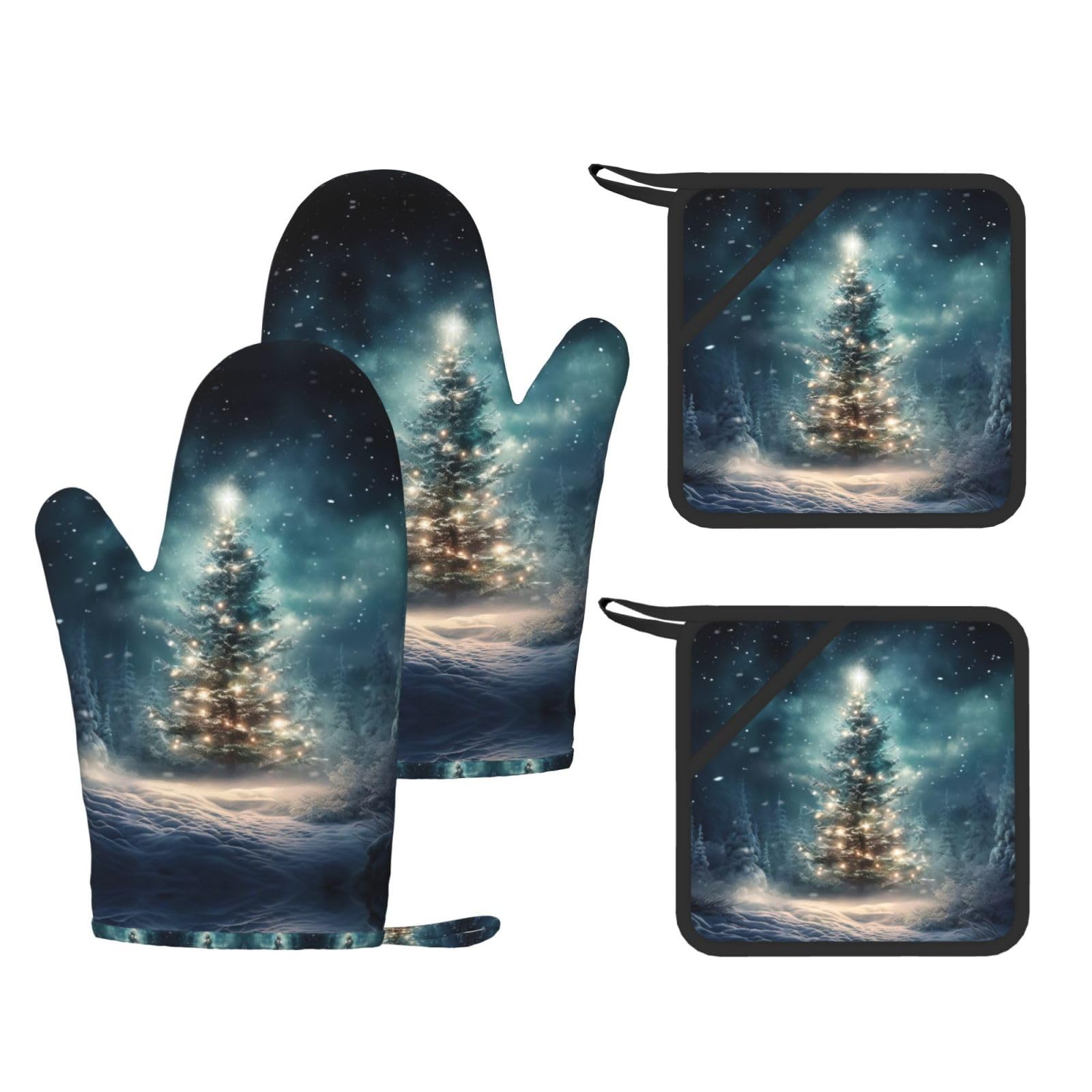 Maniques en silicone de Noël lot de 4 gants résistants à la chaleur