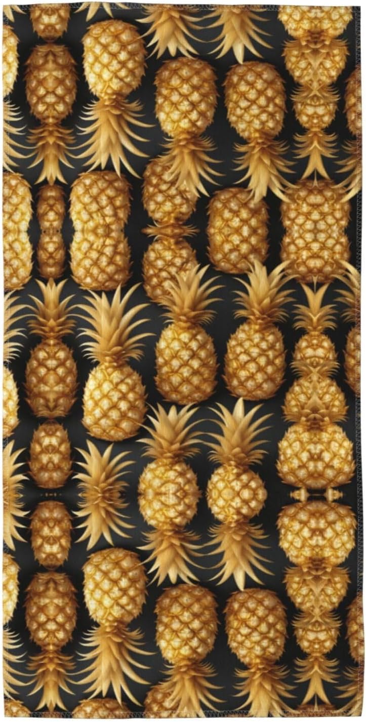 Golden Pineapple Background Print Hand Towels for Kitchen, Decorative Bathroom Towels Decor Farmhouse Cute for Men Women Gifts