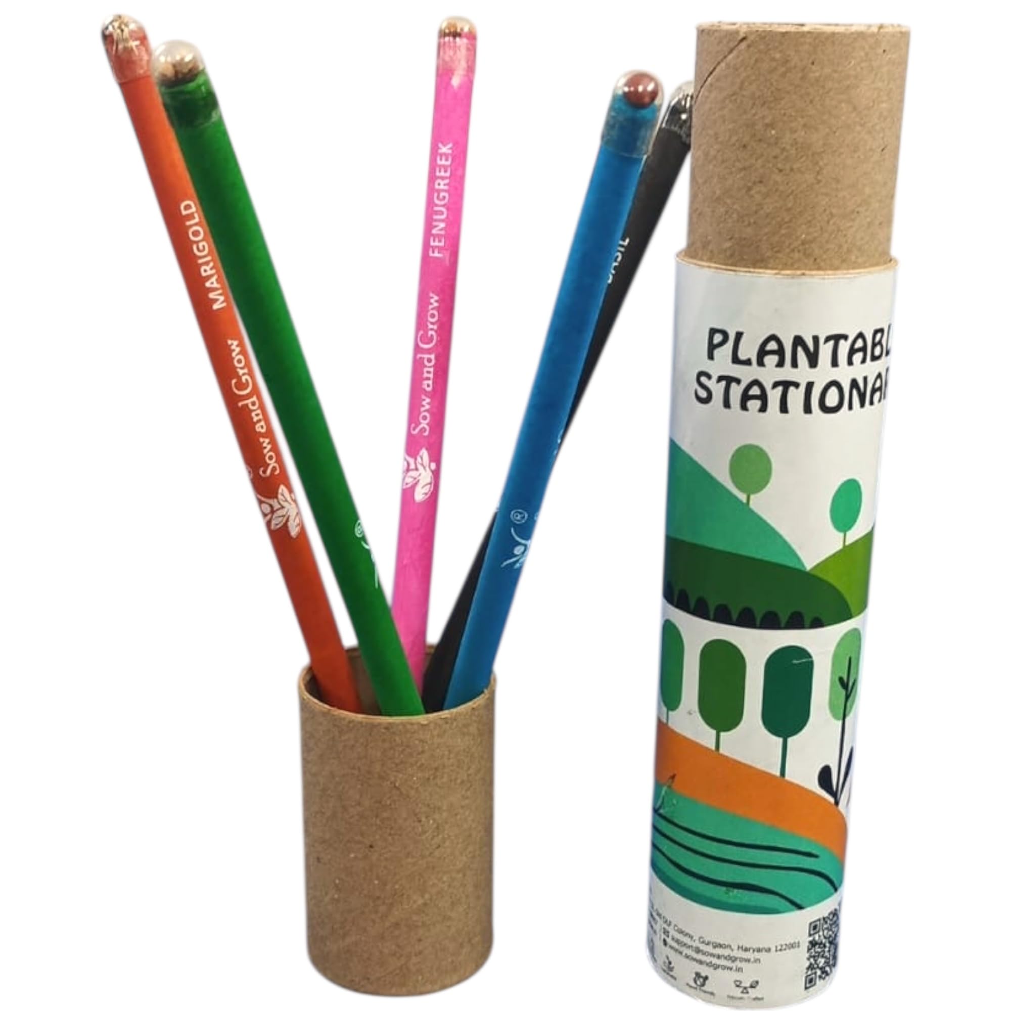 Sow and Grow Plantable Seed Paper Pencils (Pack of 5) with an Ecofriendly Box | Smooth Writing & Drawing | Best Return Gift for Kids | Sketching & School Supplies | Corporate Gifting