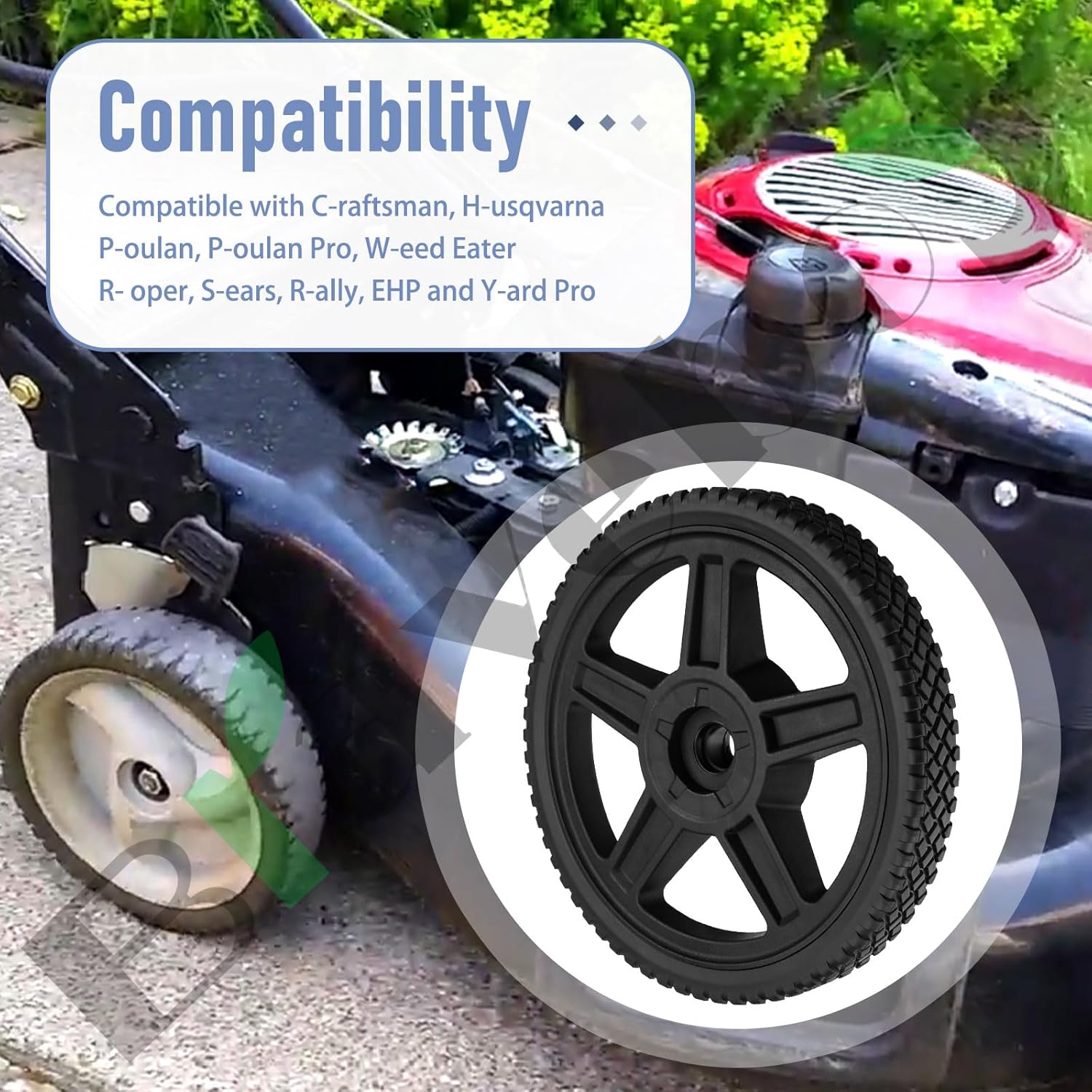 2 PACK 12 Inch 532433121 Rear Wheel Replacement for Craftsman Husqvarna 583744201 194387X460 407773X460 431880X460 - Lawn Mower Rear Wheels 12x1.75" Plastic Wheel 917255540 917254470 917254501