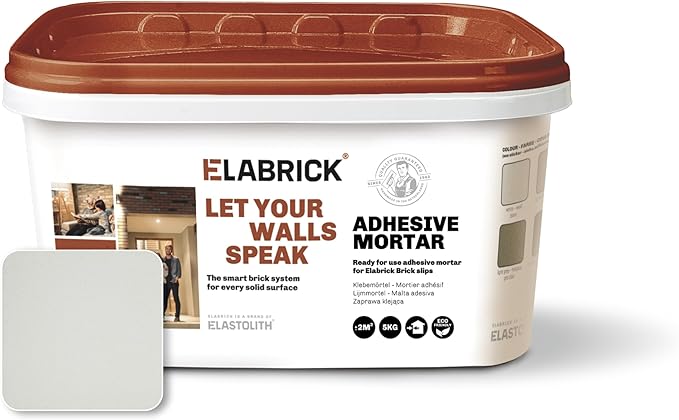 Adhesivo Elastolith para ladrillo flexible, mono componente, listo para usar, color blanco, 5 kg para 2 m²