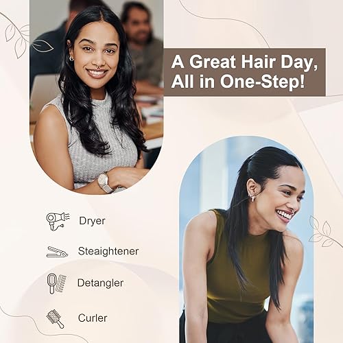 Miniatura 7 de Cepillo alisador de cabello mejorado de 110-120 V, cepillo secador de cepillo para cabello negro, cepillo de aire caliente Hair trends de un solo