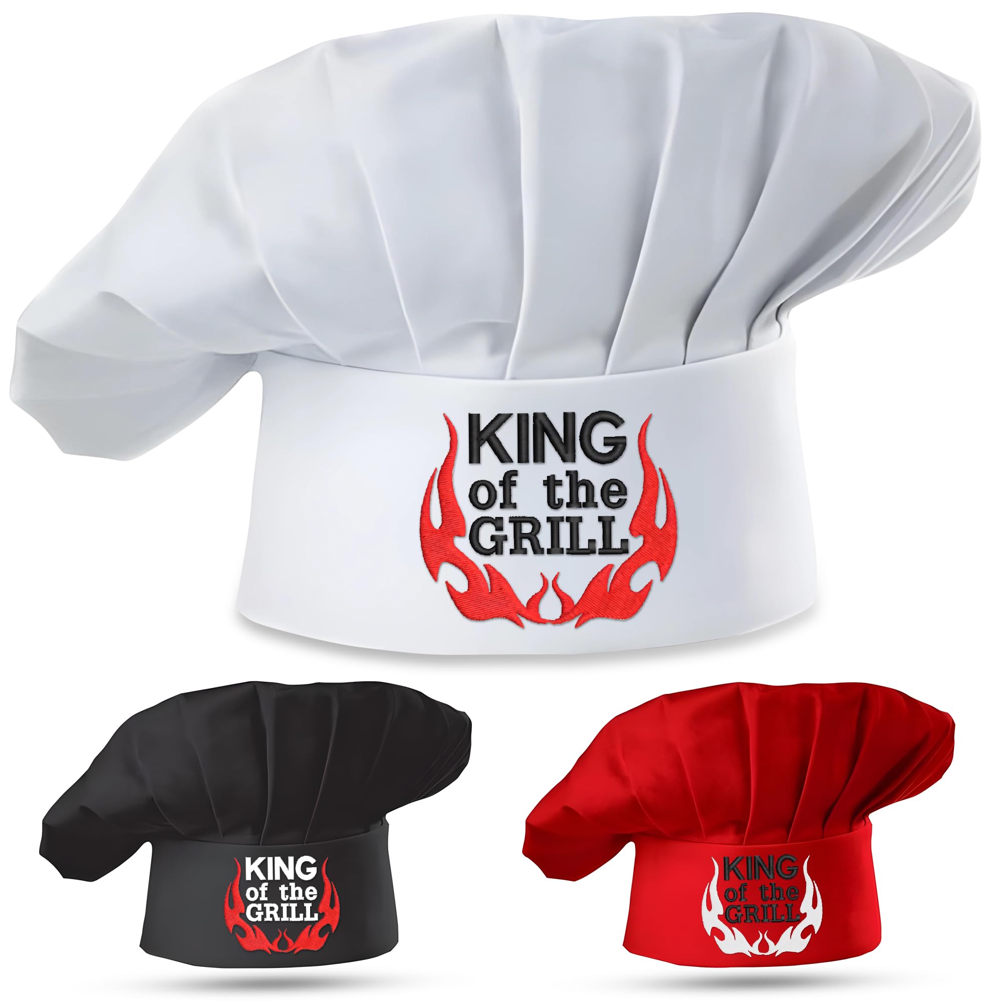Personalized Embroidered King of The Grill Chef Hat, Adjustable Grill Accessory for Father, Dad, Kitchen BBQ Cooking Chef Hat for Men, Custom Grill Chef Hat, Ideal Gift for Father's Day & Holidays