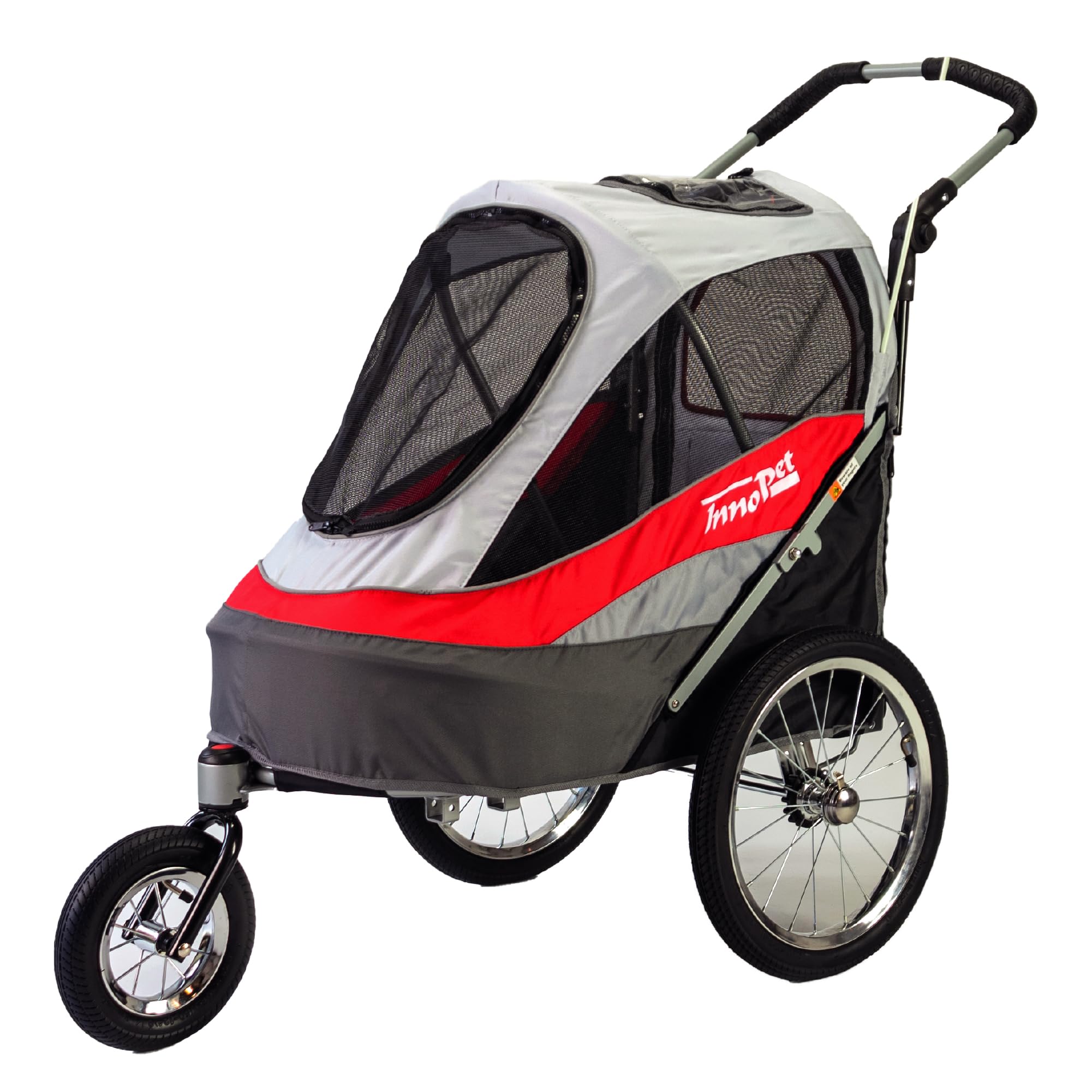 Hundebuggy & Fahrradanhänger für Hunde - Innopet Sporty Dog Trailer Deluxe Hundeanhänger für Fahrrad - Rot/Weiß - zusammenklappbar - mit Regenschutz - Luftreifen - Fahrradkit inklusive