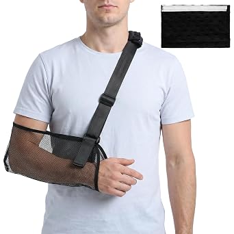 Arm Sling Shoulder Immobilizer Rotator Cuff Support Brace Lightweight Breathable Sling with Adjustable Shoulder Strap Mesh Shower Slings Right Left Arm for Men Women Arms Shoulders Elbow Wrist Injury