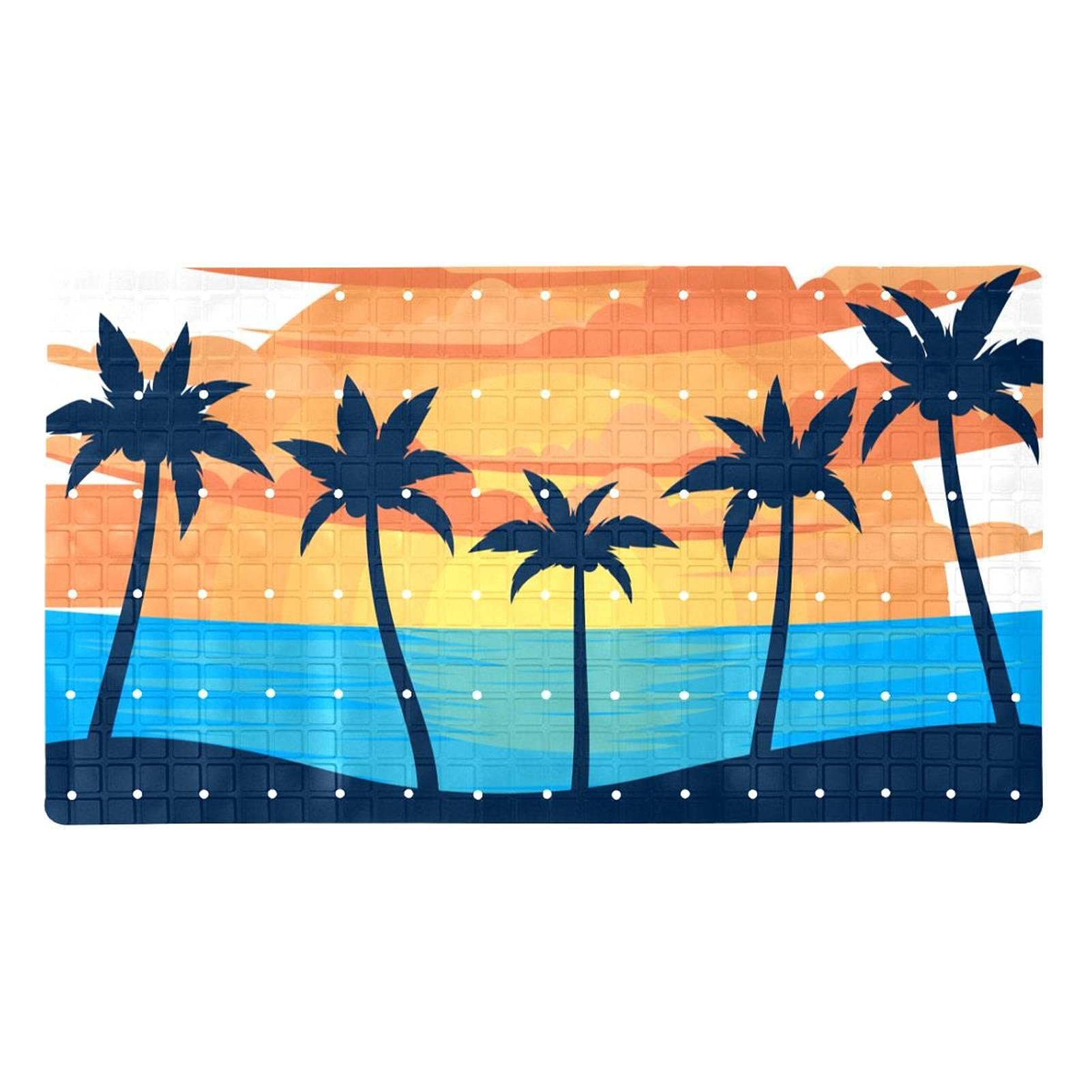 Alfombrillas antideslizantes Sunset Palmier para baños familiares tranquilos