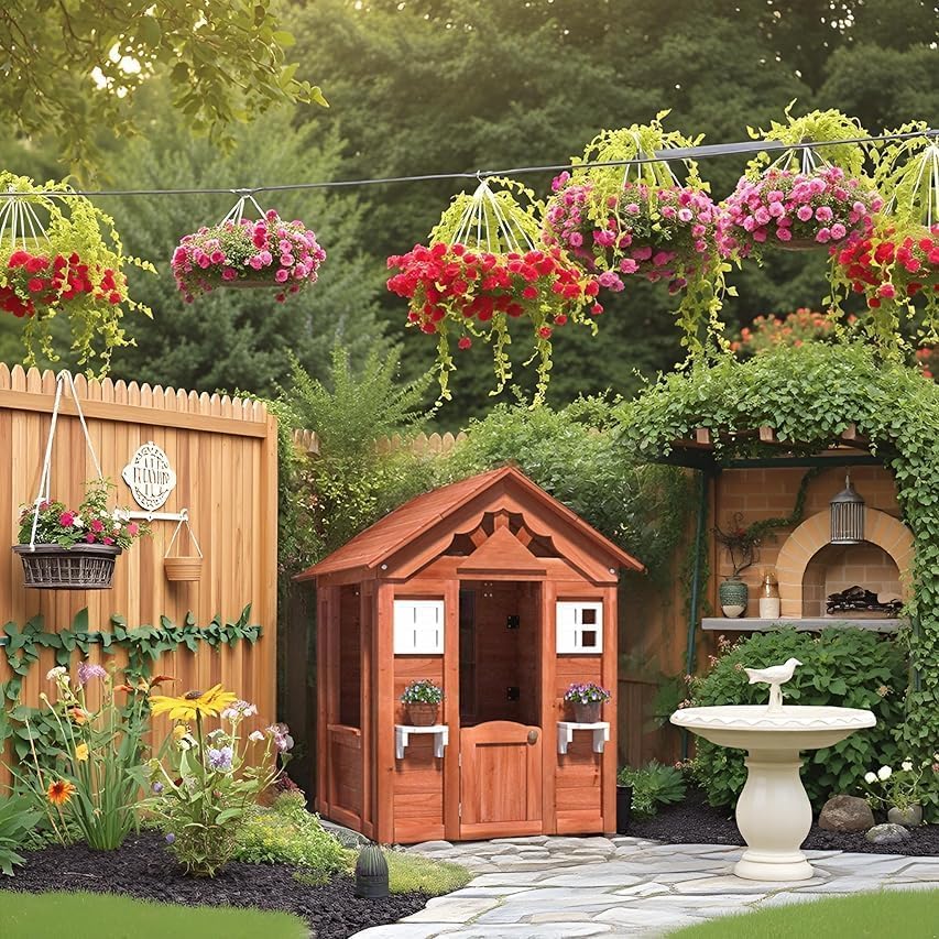 Miniatura 3 de Casa de juegos al aire libre para niños, casa de juegos al aire libre, para edades de 3 a 10 años, casa de campo de aventuras de madera para patio