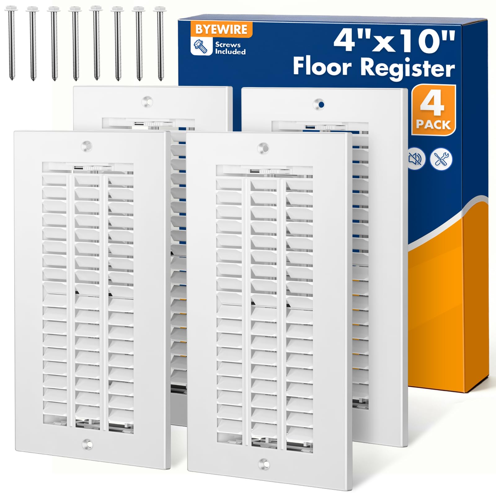 BYEWIRE 4x10 Floor Register 4-Pack