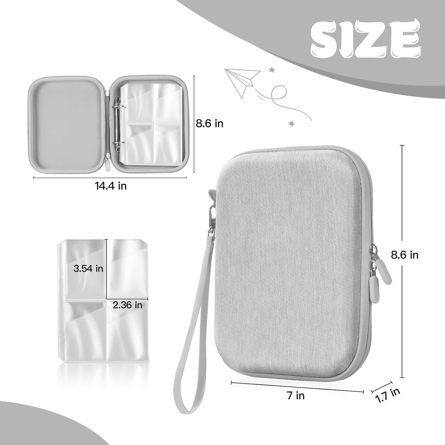Portable Card Holder Case For Yoto Cards, Double-sided Binders Holds up to 120 Audiobook Cards, Storage Bag with Card Sleeve for Easy Travel & Organization (Gray)