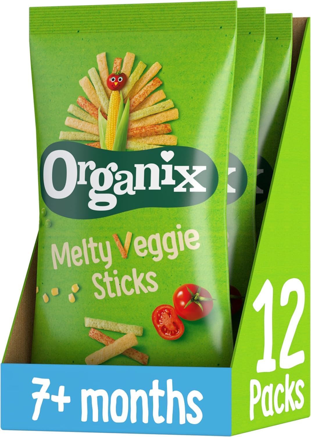 Melty Organic Veggie Sticks, 7+ Months, Baby Snack, Multipack, 4 x 15 g Bags Per Pack (3 Packs Total)