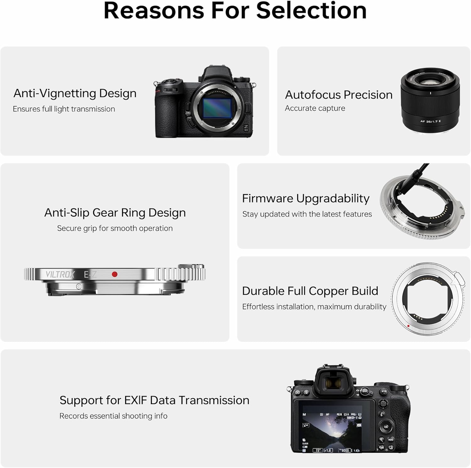 VILTROX E-Z Lens Adapter, Ultra-Thin 4mm Auto Focus Ring Mount Adapter Lens Converter Compatible with E Mount Lens to Nikon Z Mount Mirrorless Cameras Z5 Z50 Z6 Z6II Z7 Z7II Zfc